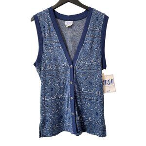Vintage 80s HMJ Sweater Vest Size Medium Geometric Button Front Deadstock NEW